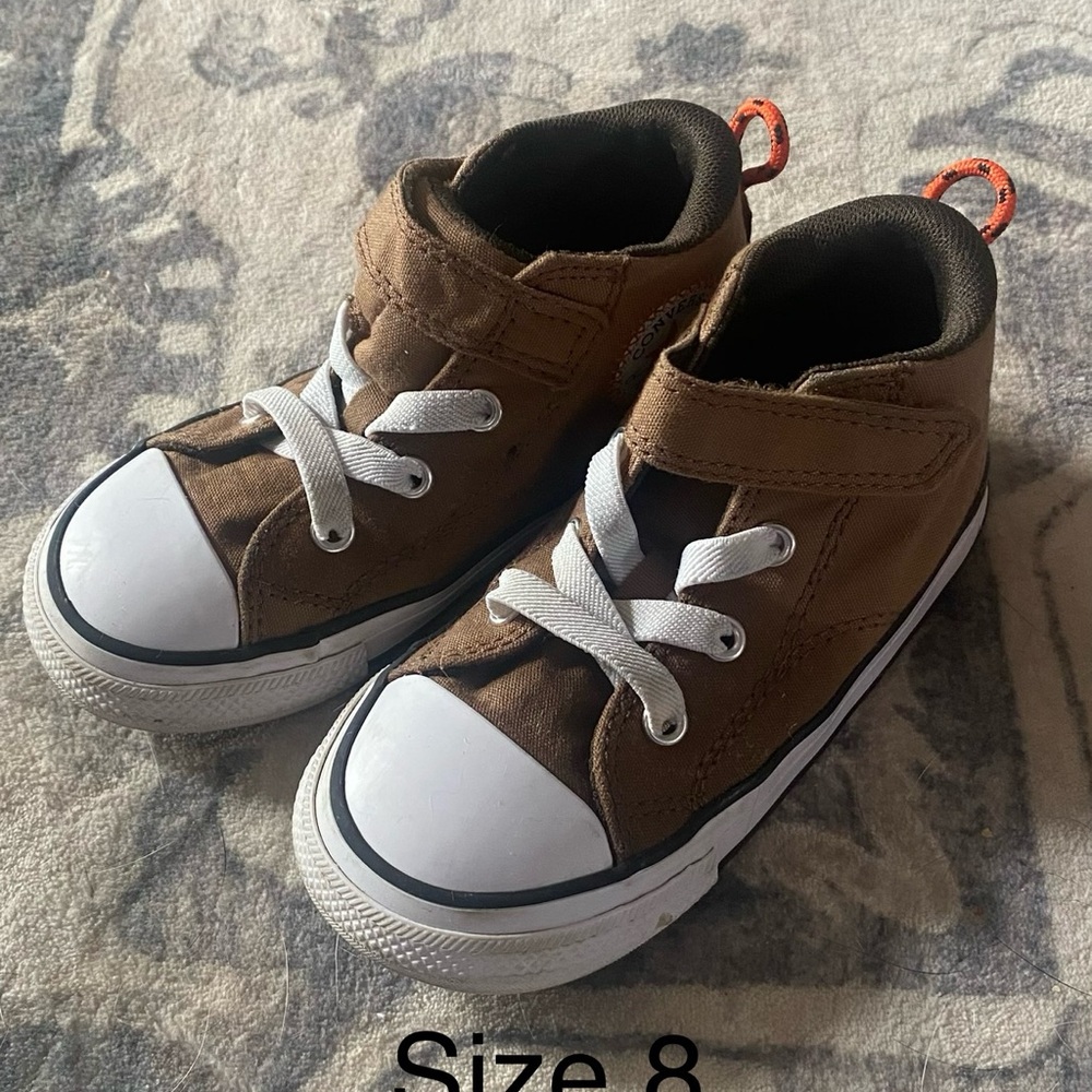 Converse Brown and White Kids High-Top Sneakers